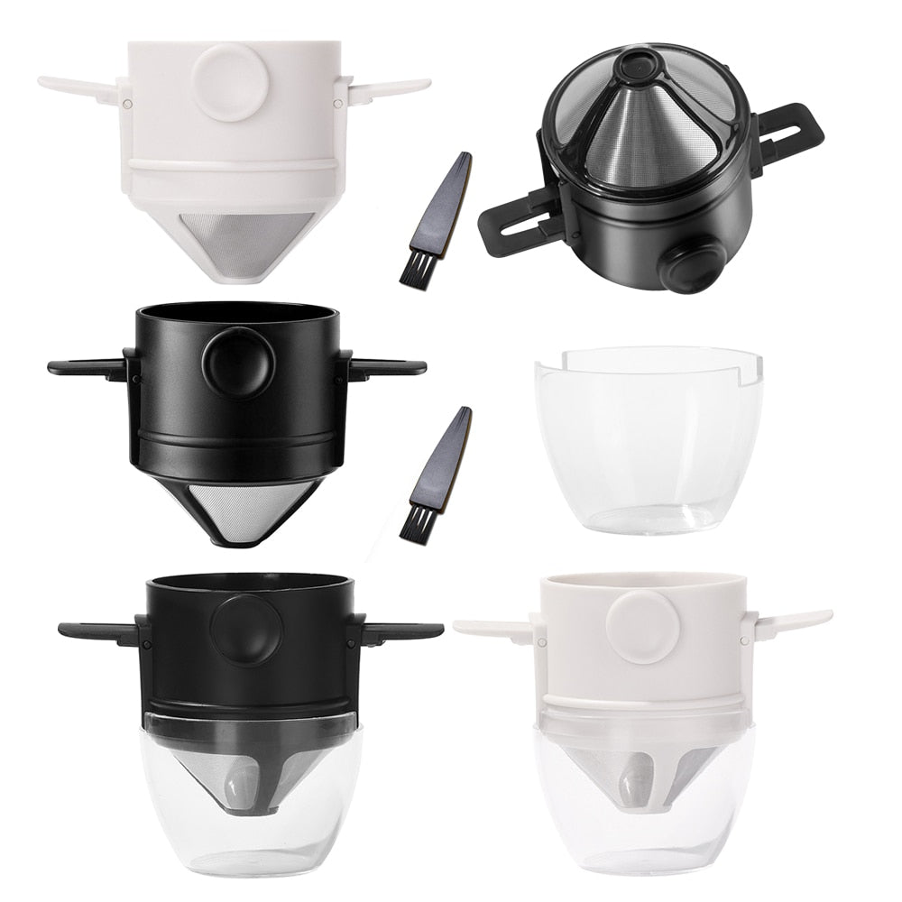 Portable Coffee Filter Foldable Drip Coffee Tea Holder Paperless Pour Cup Cafe Infuser Dripper Coffee Filter Coffee Accessories